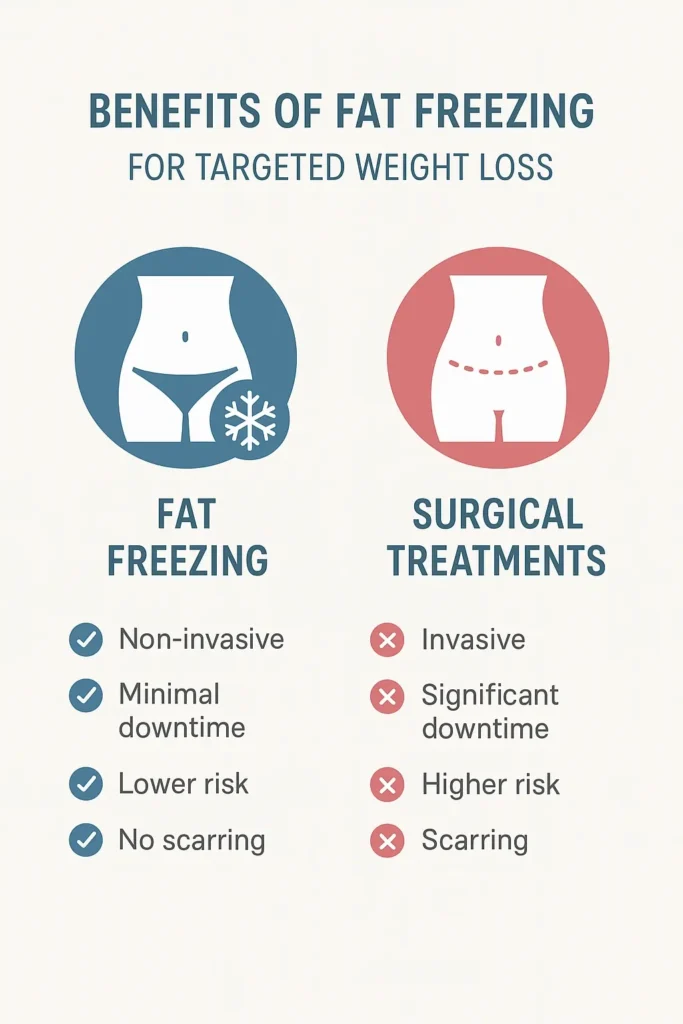 graphic showing the benefits of fat freezing Hyde Park Corner